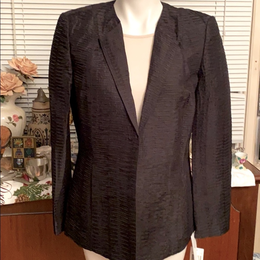 Dana Buchman silk blazer black buttonless NWT smal